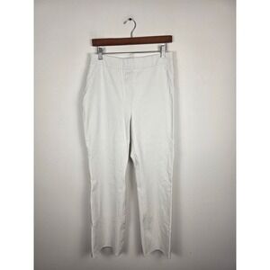Spanx On-the-Go Kick Flare White Straight Leg Raw Hem Pull On Pants Size Large